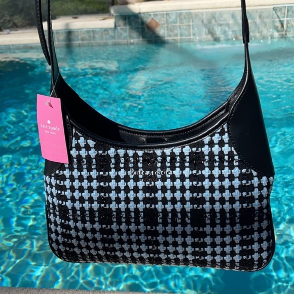 Kate Spade Crossbody Tweed Fabric Blue Multi